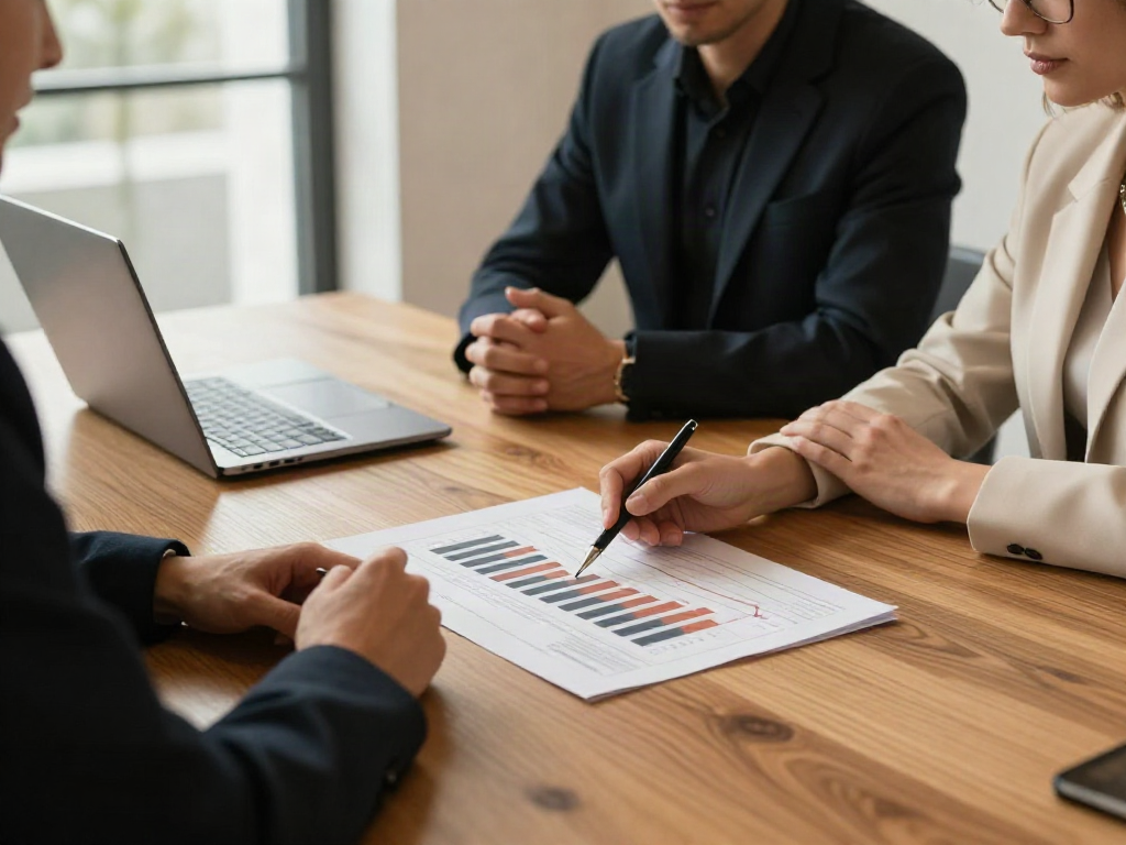 Business professionals reviewing performance charts together during a strategy session
